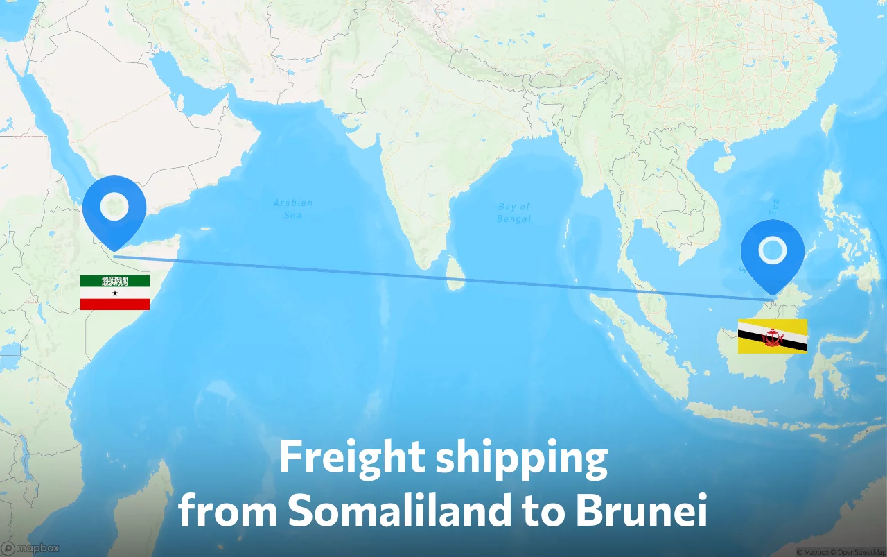 Shipping route from Somaliland to Brunei