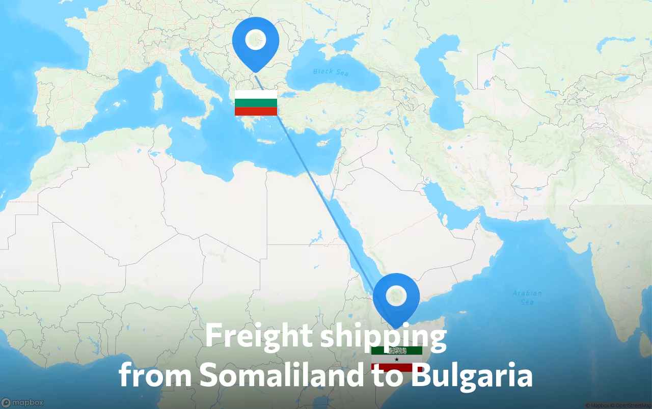 Shipping route from Somaliland to Bulgaria