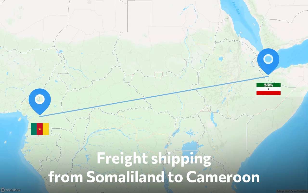Shipping route from Somaliland to Cameroon