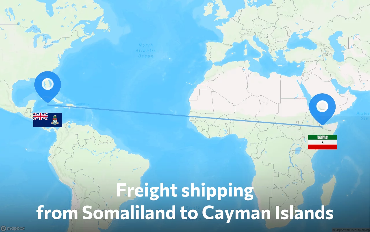 Shipping route from Somaliland to Cayman Islands