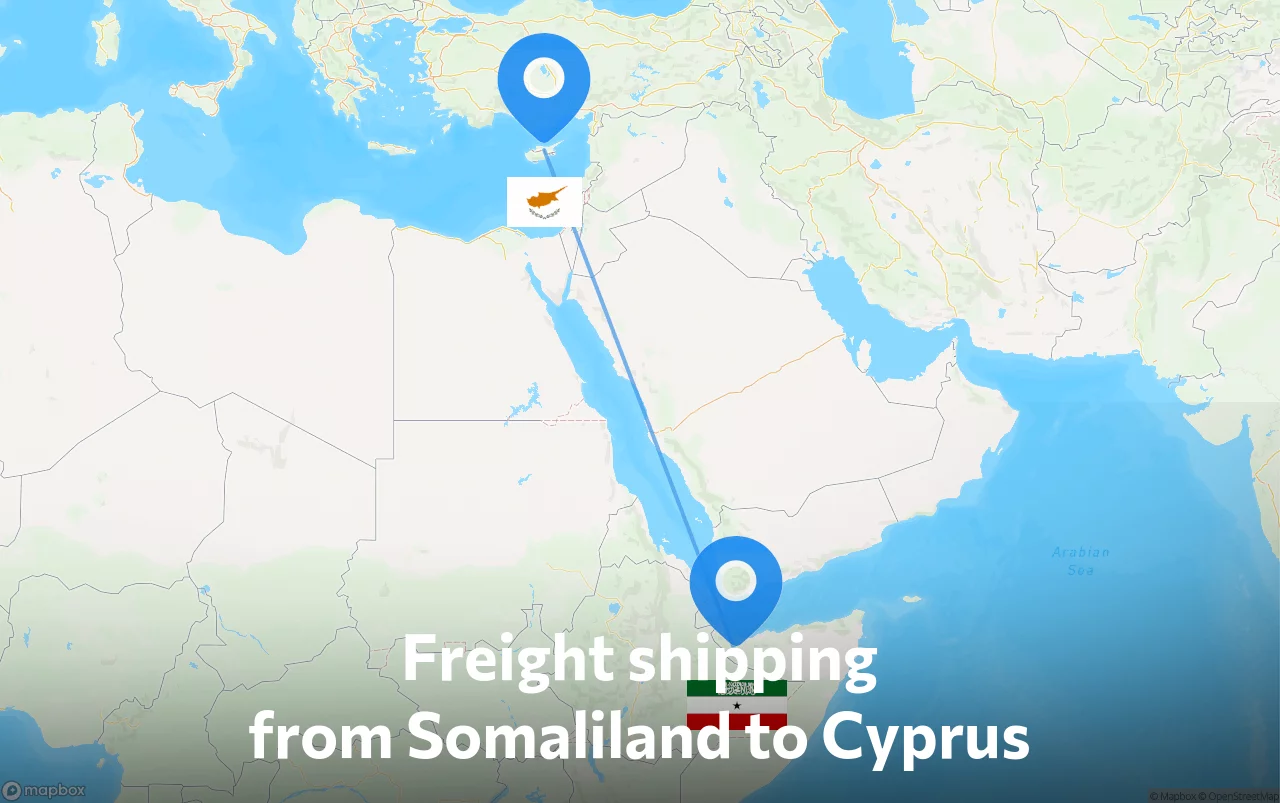 Shipping route from Somaliland to Cyprus