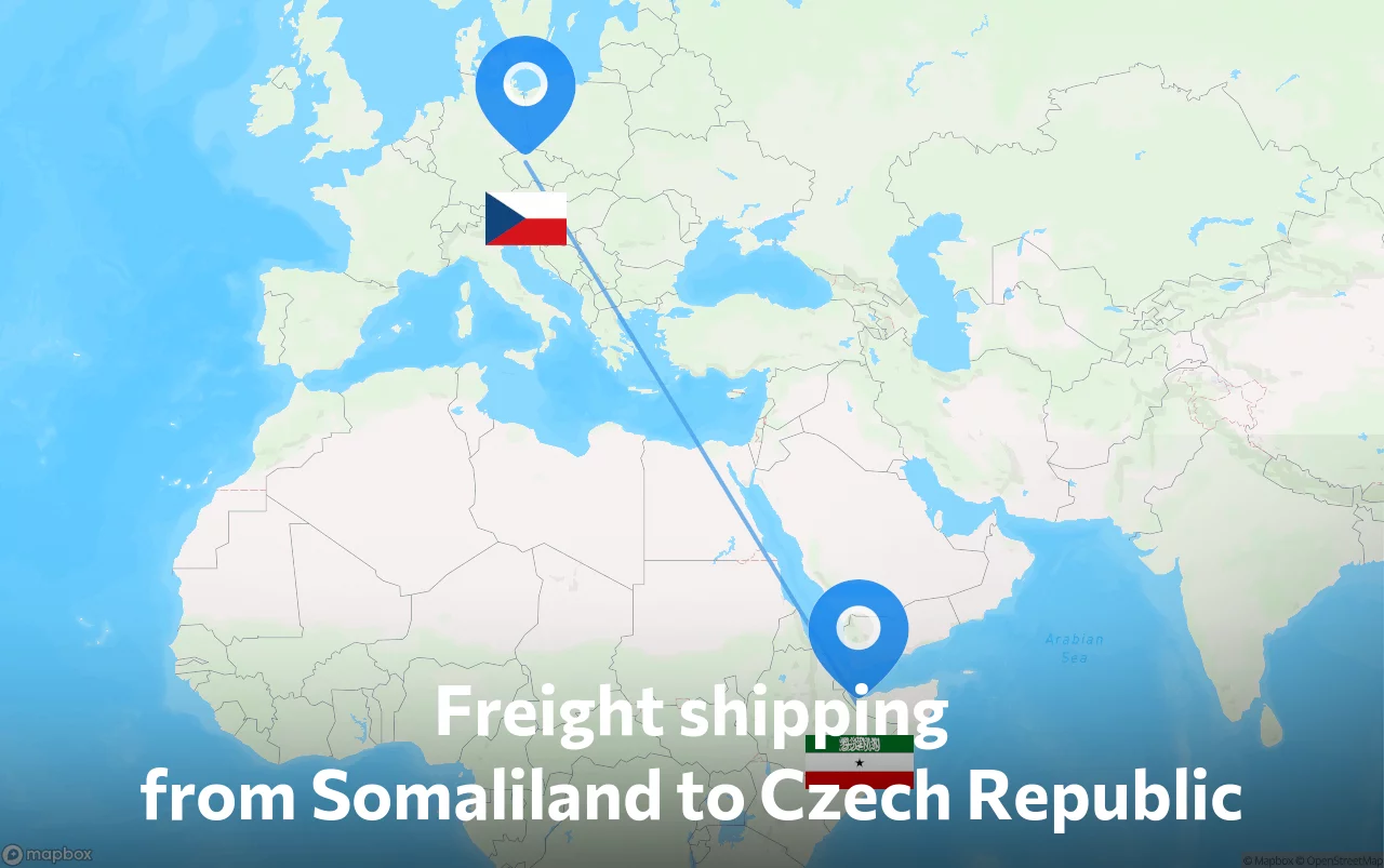 Shipping route from Somaliland to Czech Republic