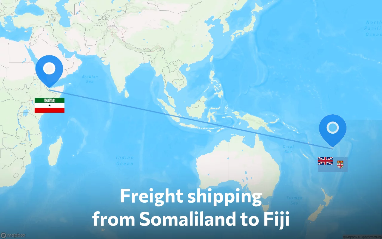 Shipping route from Somaliland to Fiji