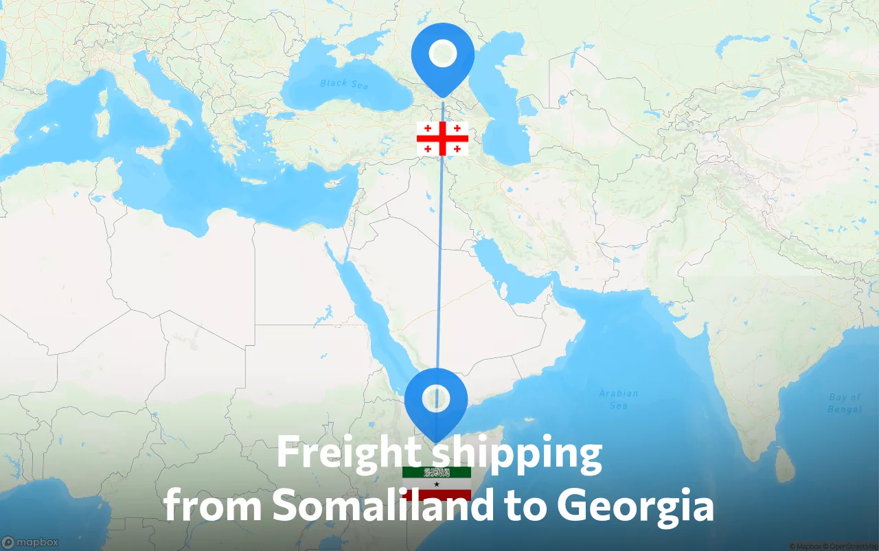Shipping route from Somaliland to Georgia