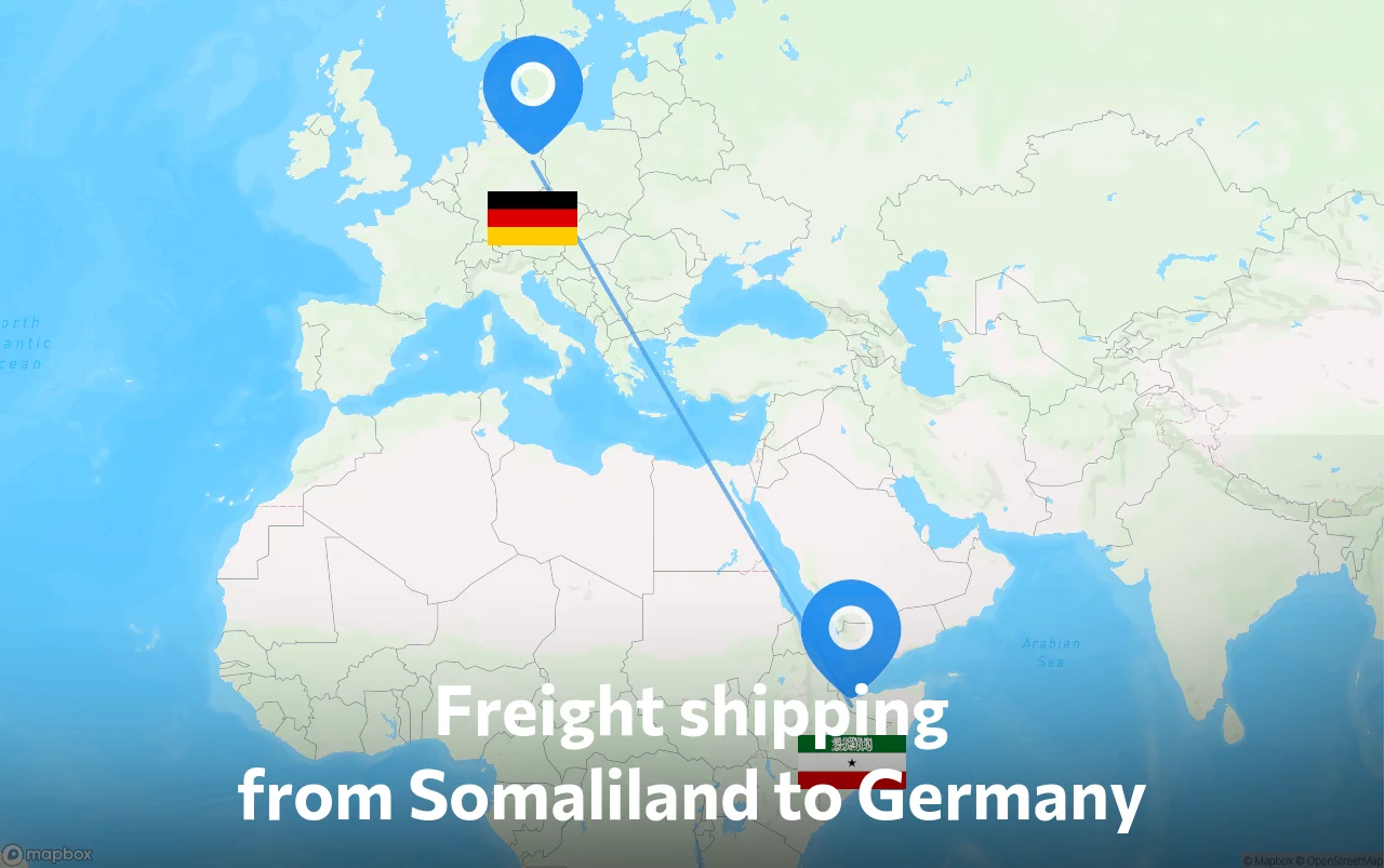 Shipping route from Somaliland to Germany