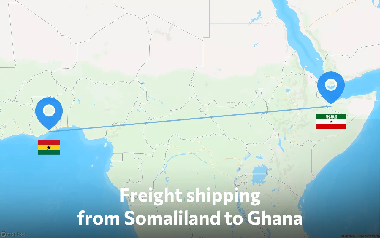 Shipping route from Somaliland to Ghana