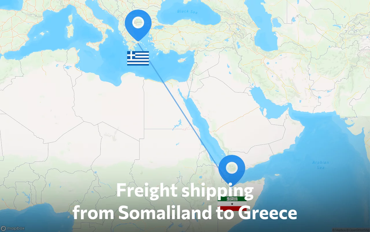 Shipping route from Somaliland to Greece