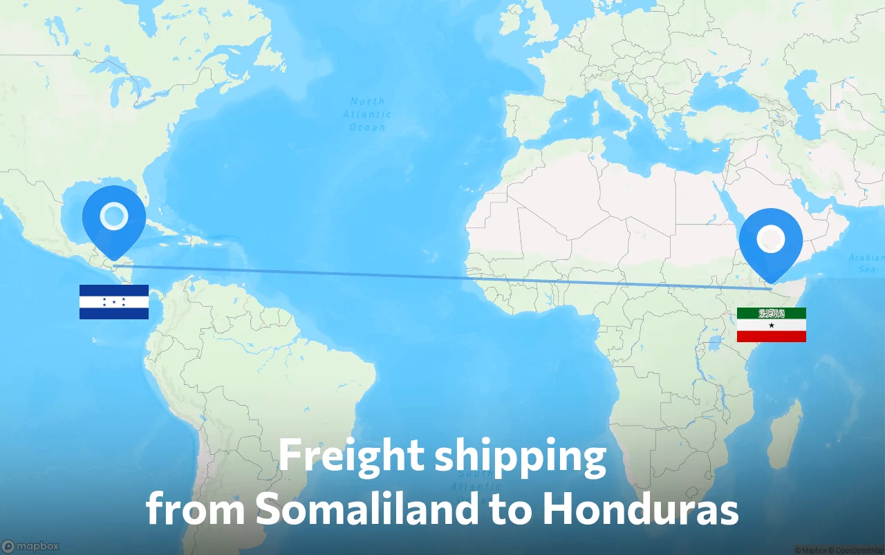 Shipping route from Somaliland to Honduras
