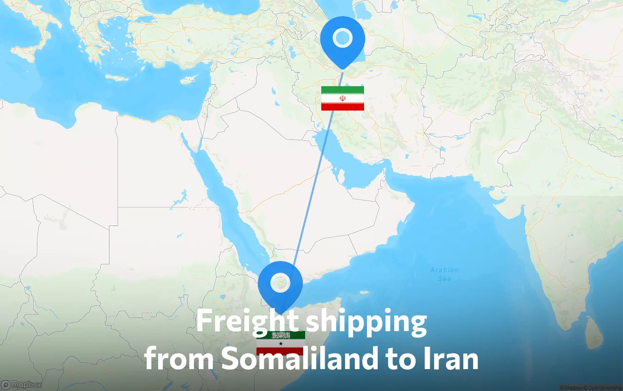 Shipping route from Somaliland to Iran