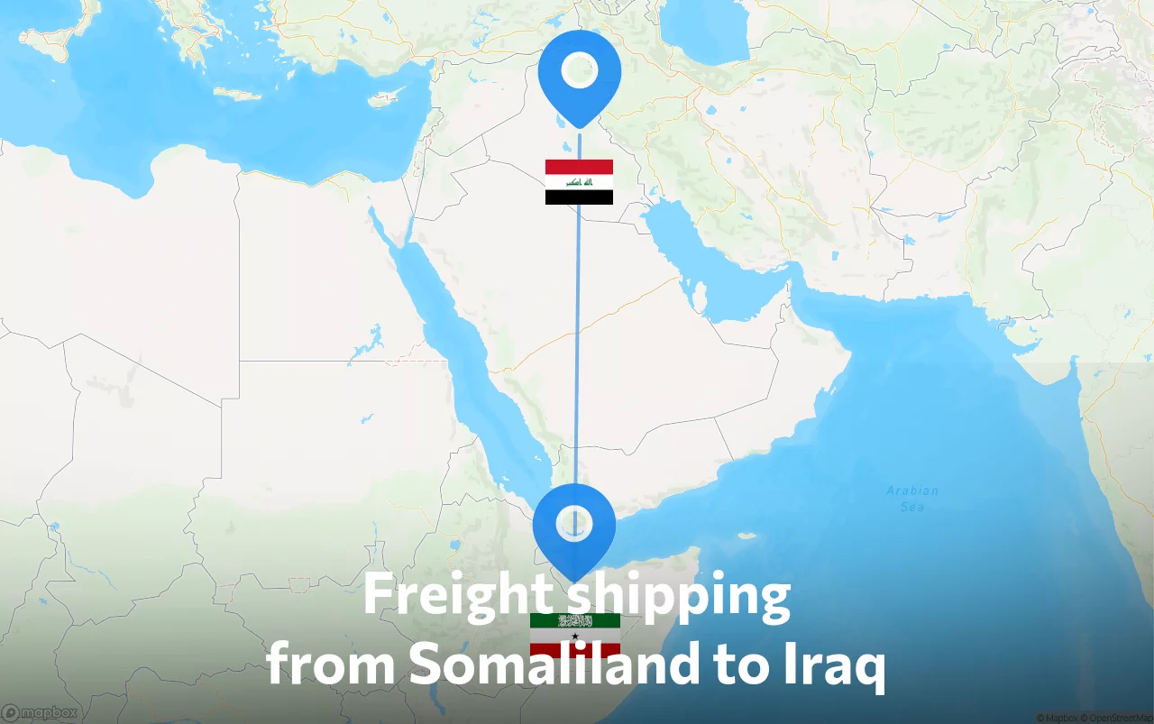 Shipping route from Somaliland to Iraq
