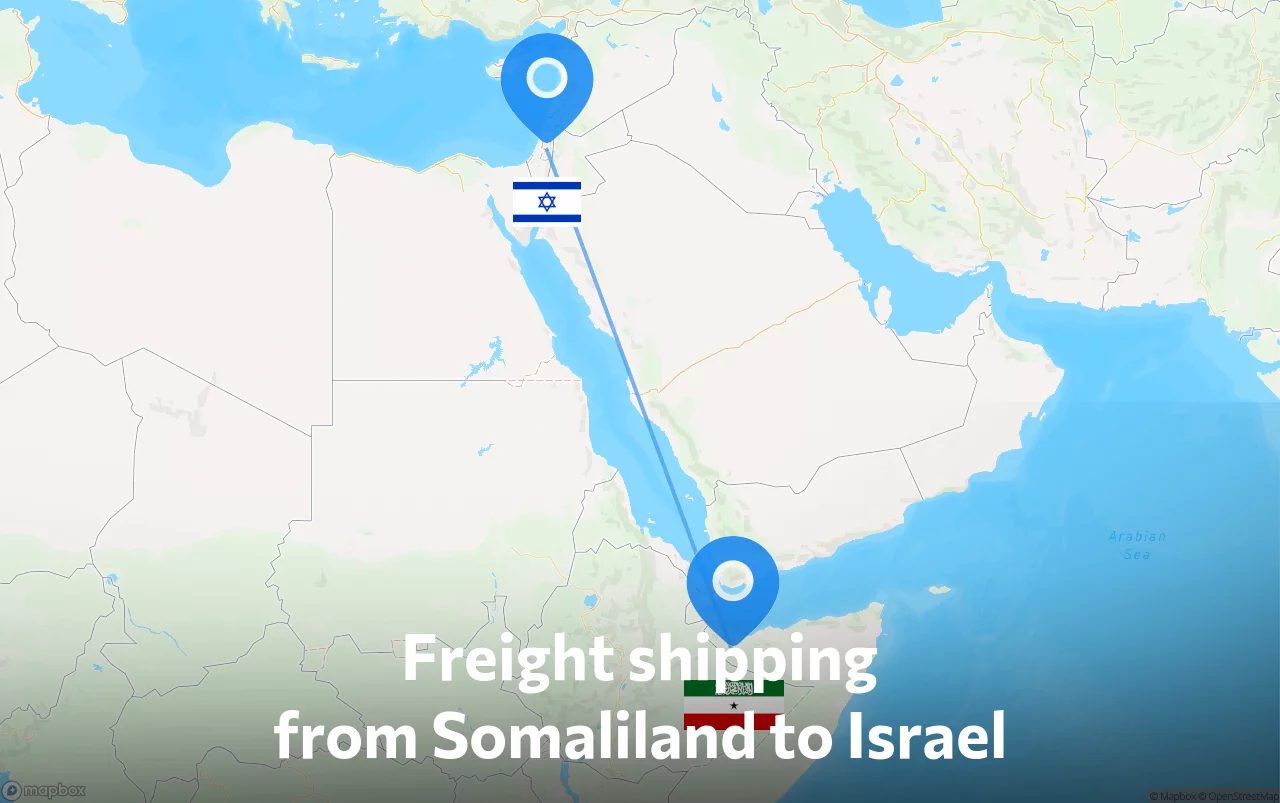 Shipping route from Somaliland to Israel