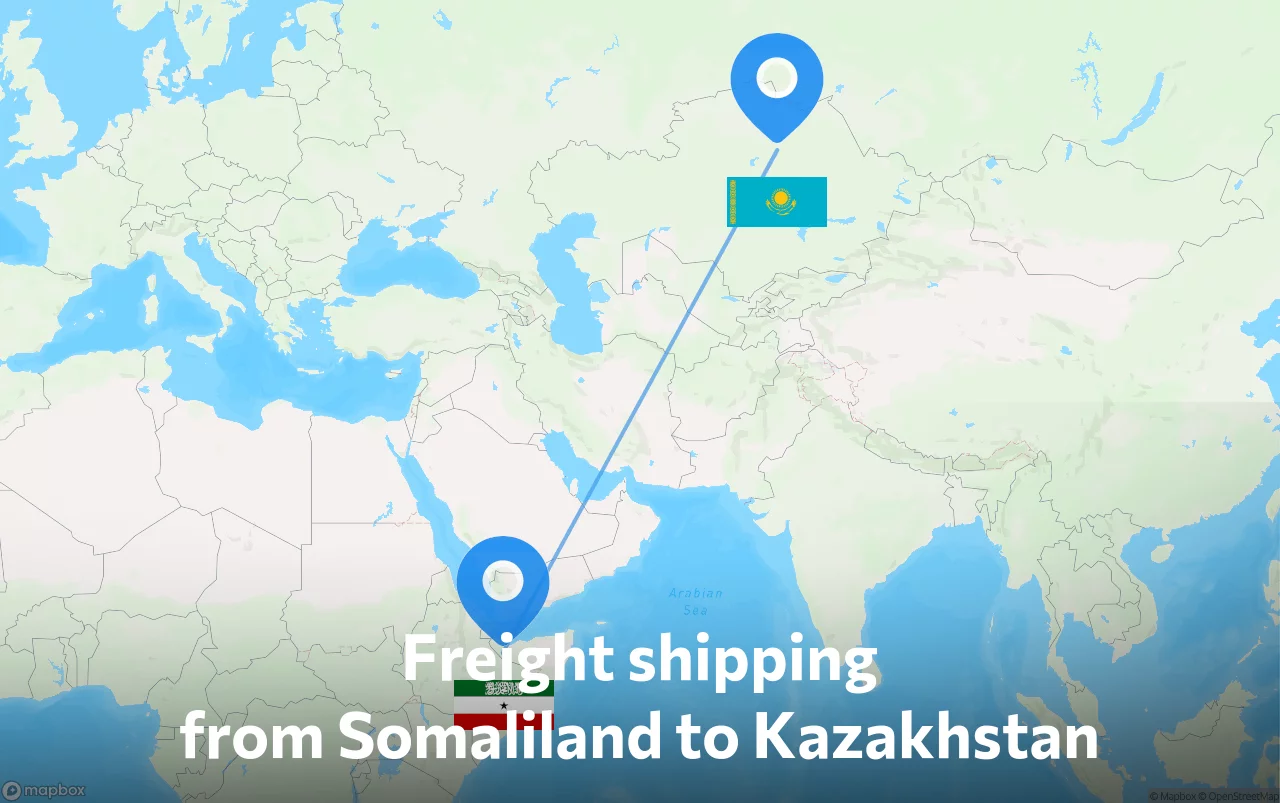 Shipping route from Somaliland to Kazakhstan