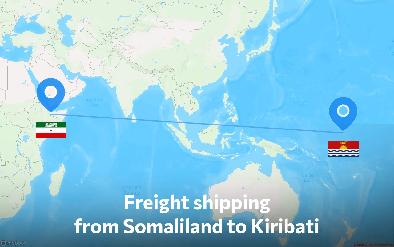 Shipping route from Somaliland to Kiribati
