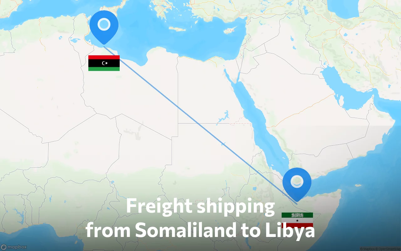 Shipping route from Somaliland to Libya