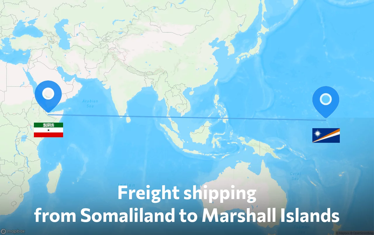 Shipping route from Somaliland to Marshall Islands