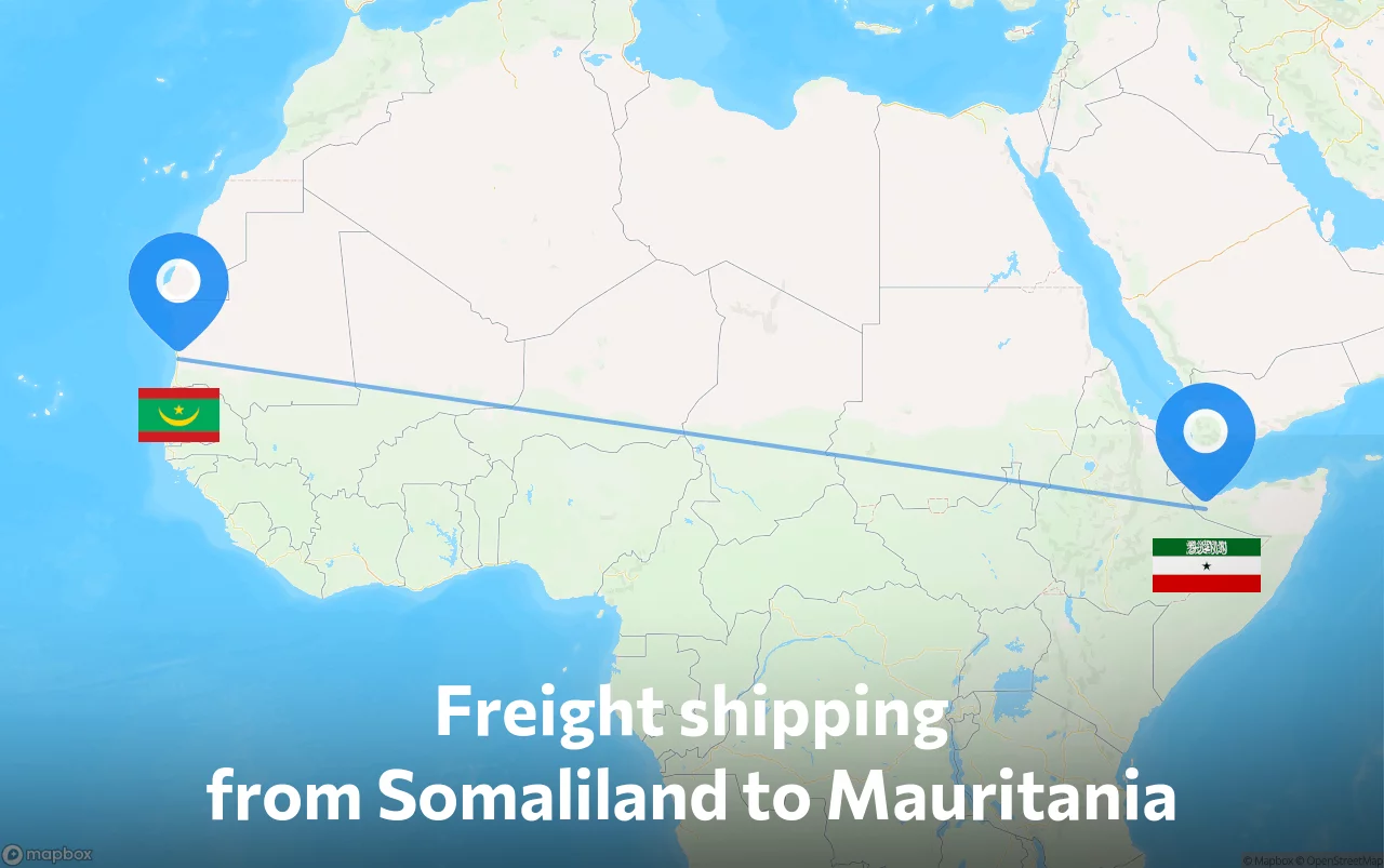 Shipping route from Somaliland to Mauritania