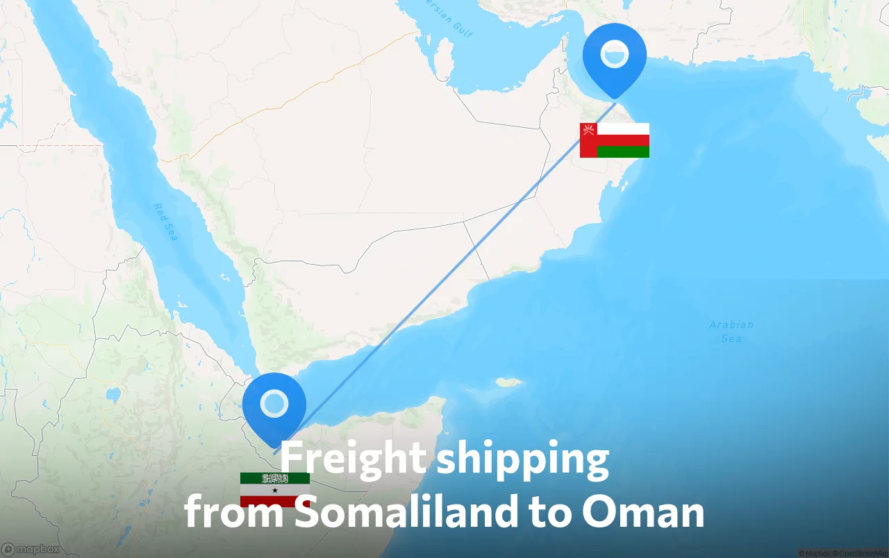 Shipping route from Somaliland to Oman