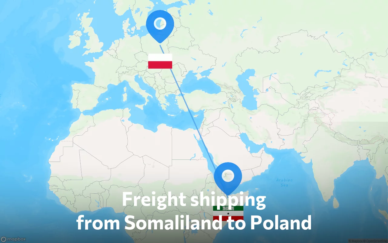 Shipping route from Somaliland to Poland