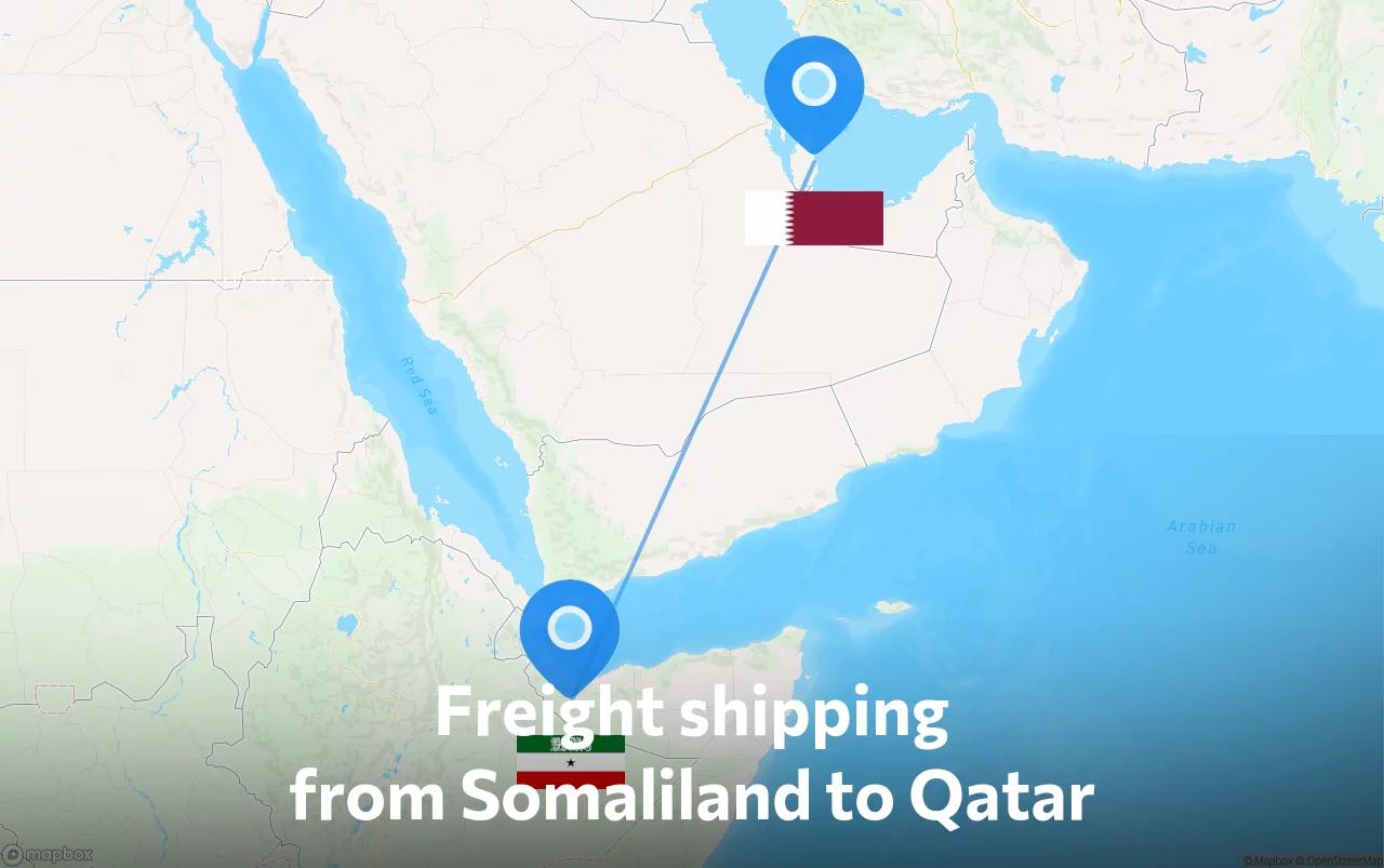 Shipping route from Somaliland to Qatar