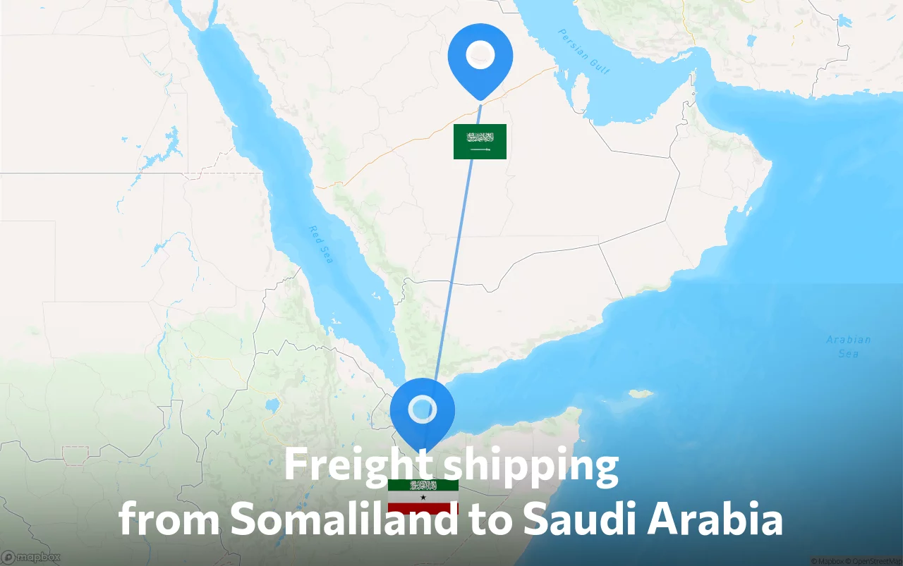 Shipping route from Somaliland to Saudi Arabia