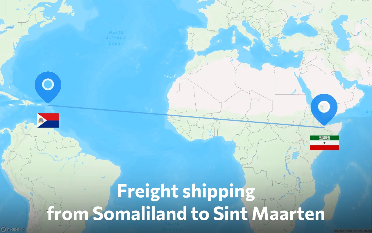 Shipping route from Somaliland to Sint Maarten