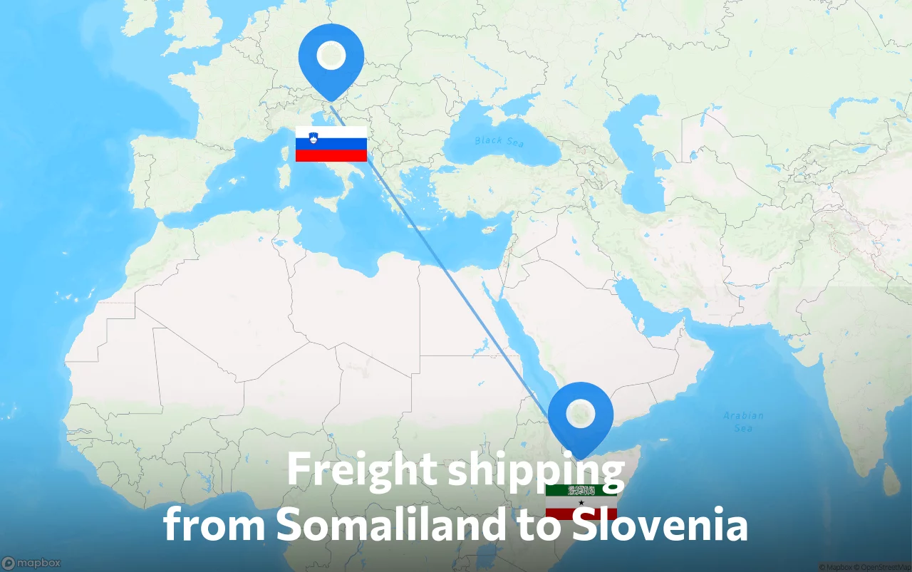 Shipping route from Somaliland to Slovenia