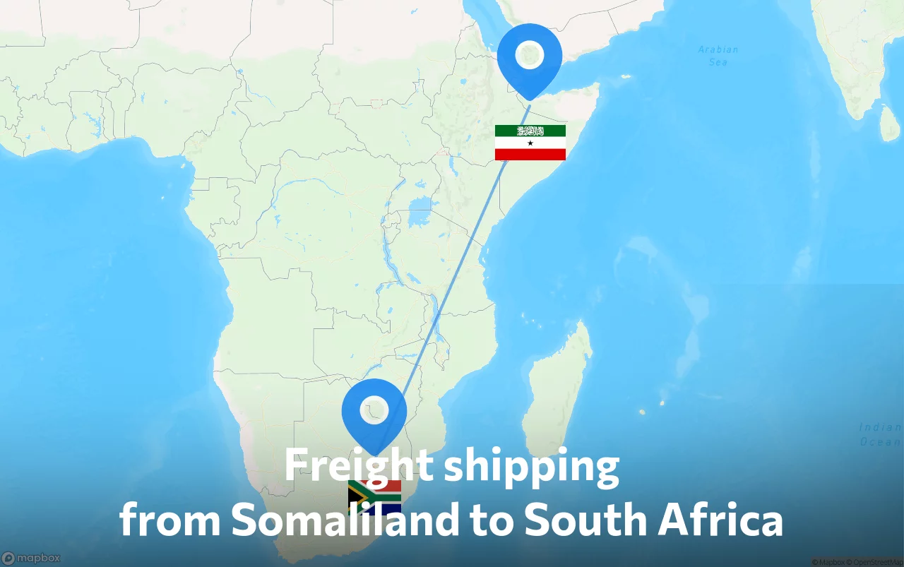 Shipping route from Somaliland to South Africa