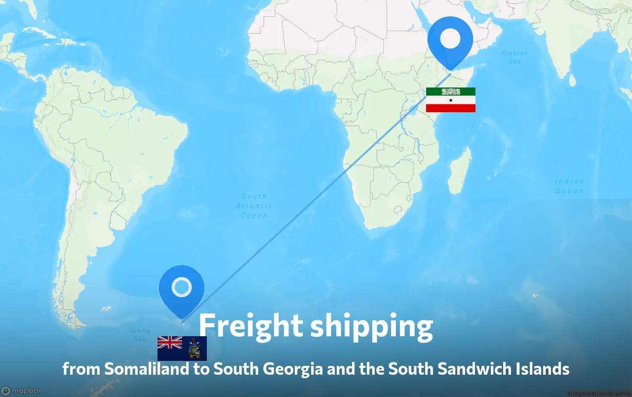 Shipping route from Somaliland to South Georgia and the South Sandwich Islands