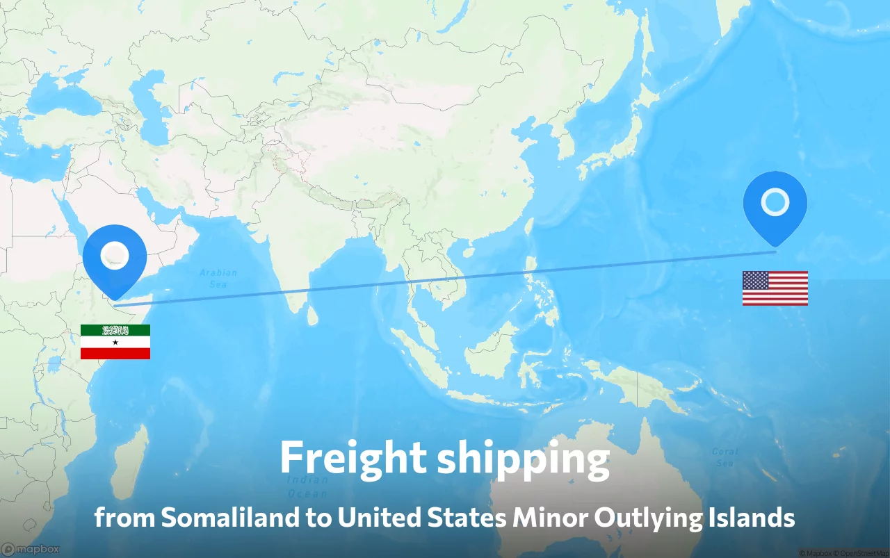 Shipping route from Somaliland to United States Minor Outlying Islands