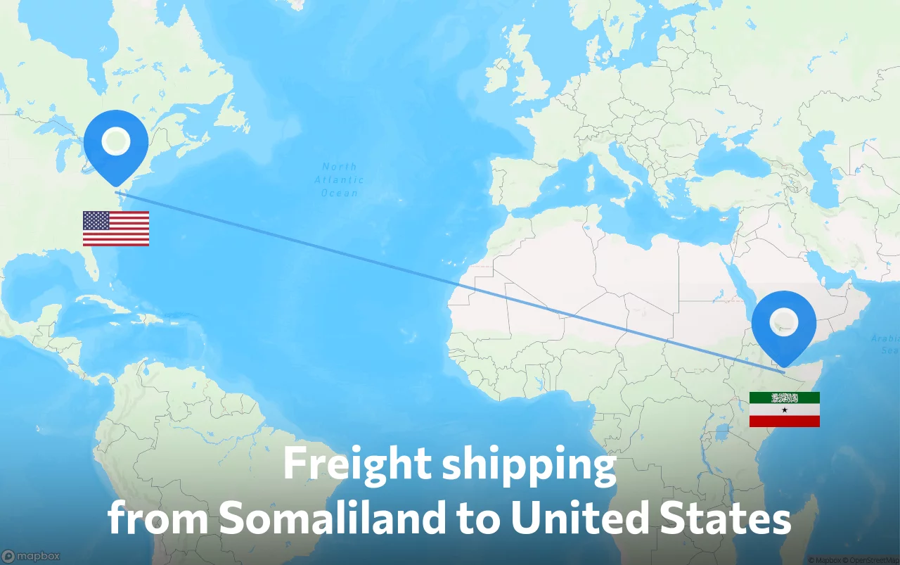 Shipping route from Somaliland to United States