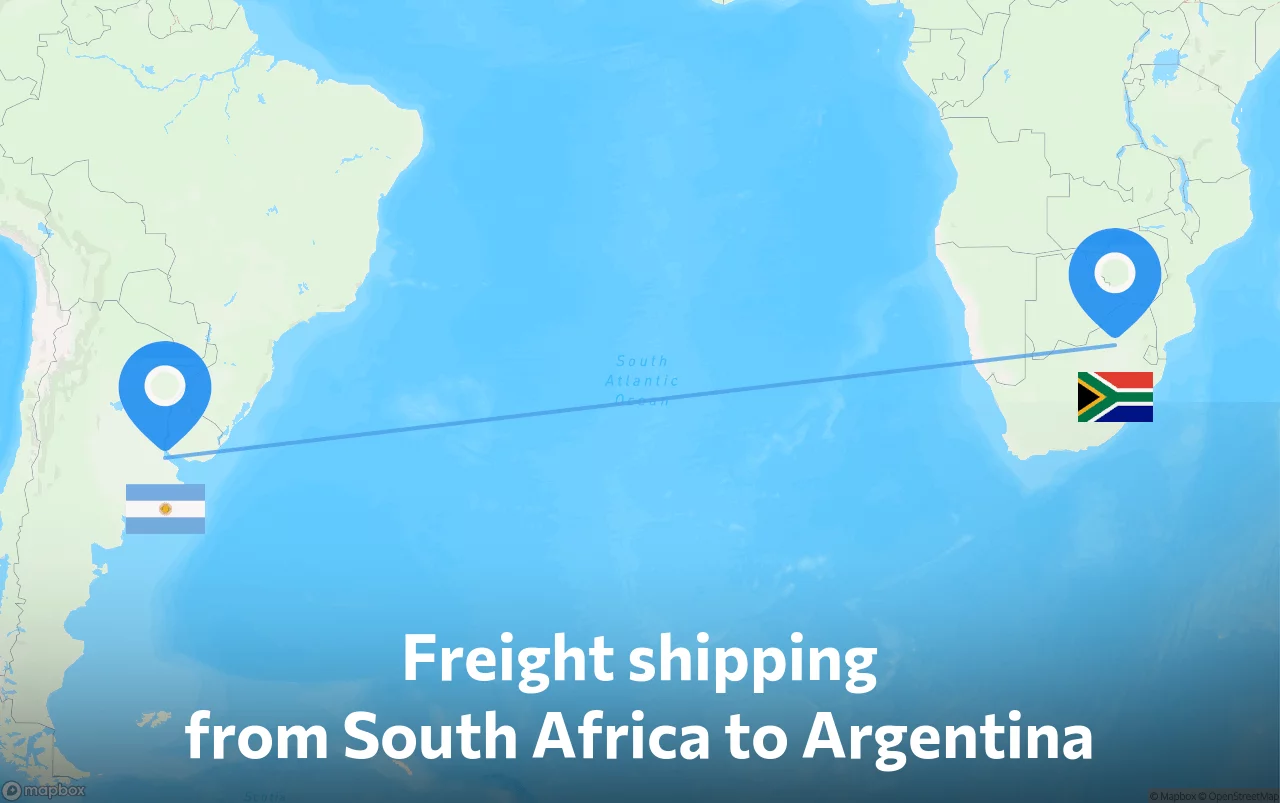 Shipping route from South Africa to Argentina