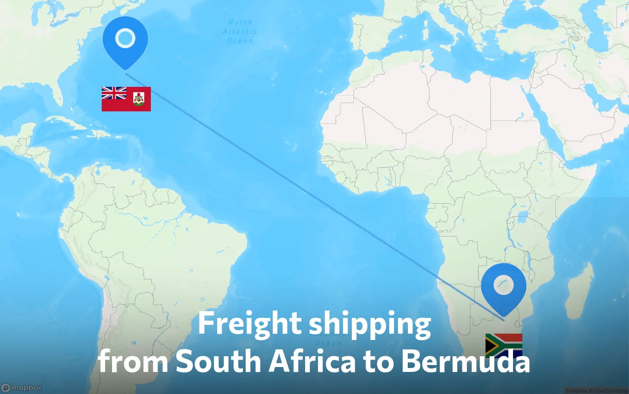Shipping route from South Africa to Bermuda