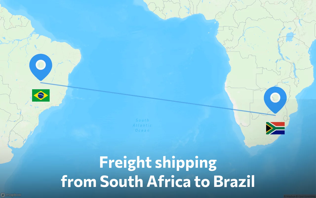 Shipping route from South Africa to Brazil