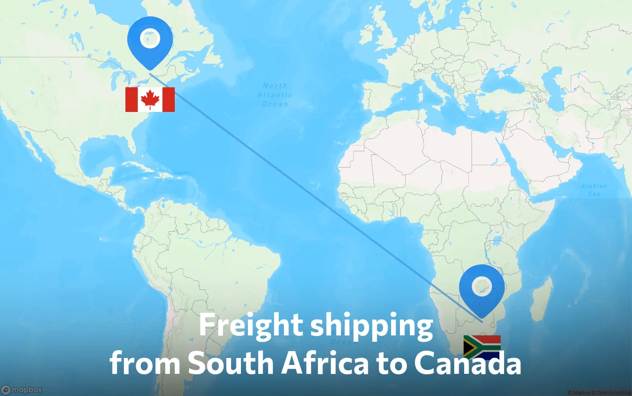 Shipping route from South Africa to Canada