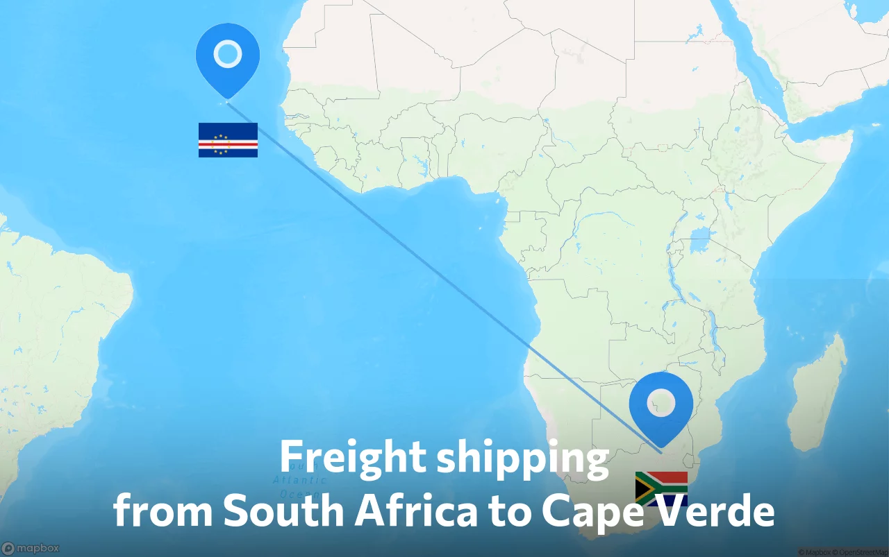 Shipping route from South Africa to Cape Verde
