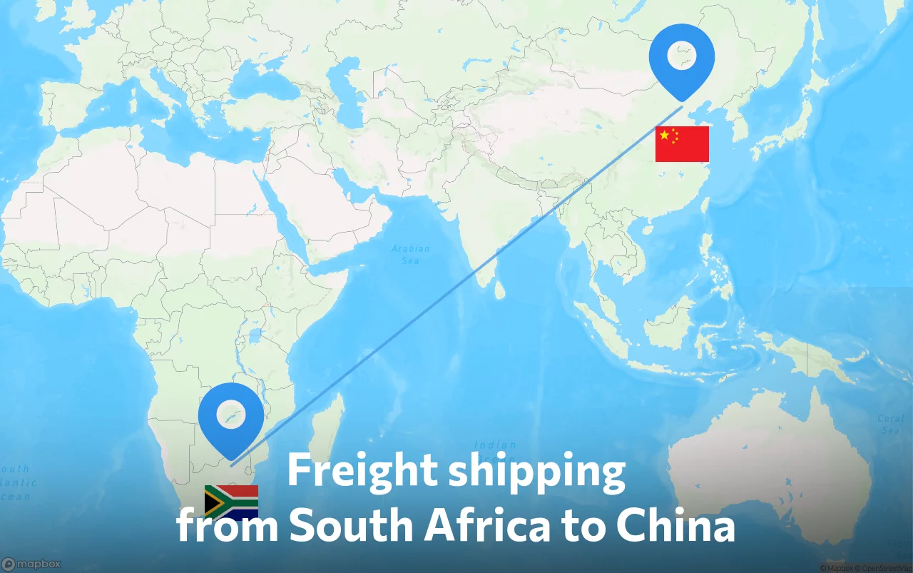 Shipping route from South Africa to China