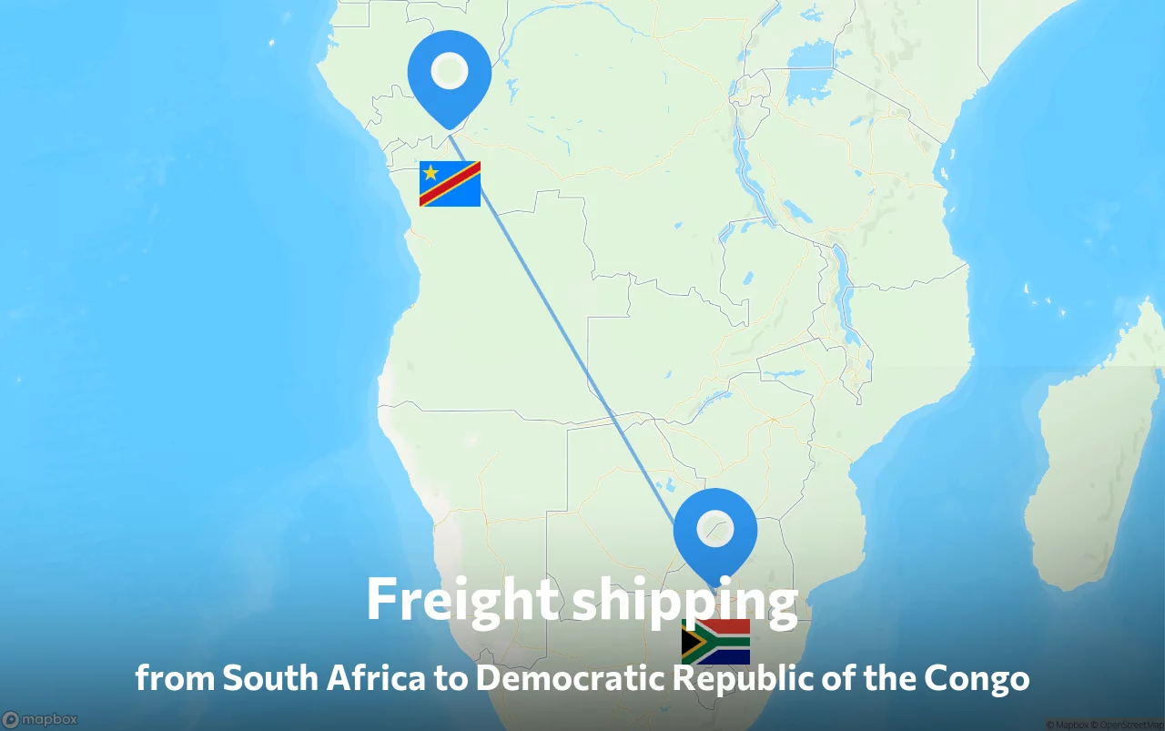 Shipping route from South Africa to Democratic Republic of the Congo