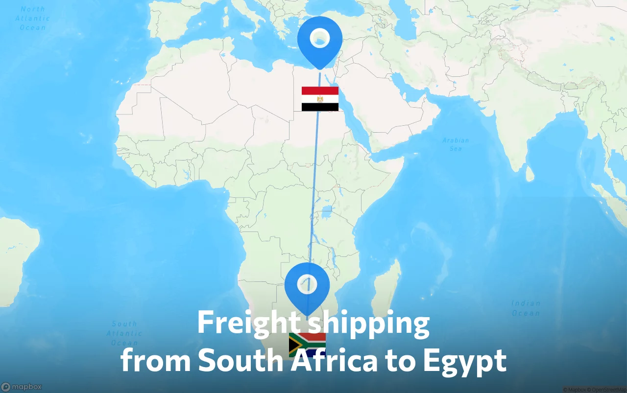 Shipping route from South Africa to Egypt