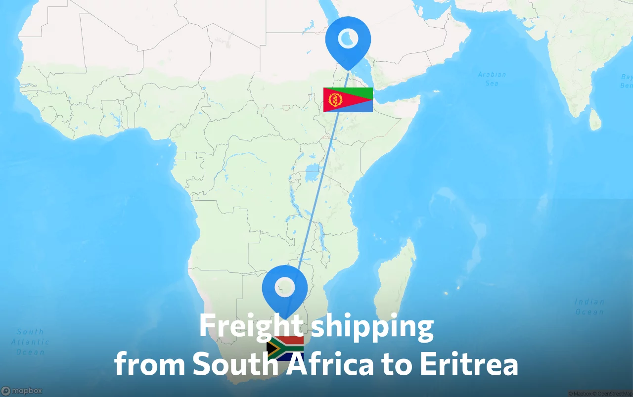 Shipping route from South Africa to Eritrea