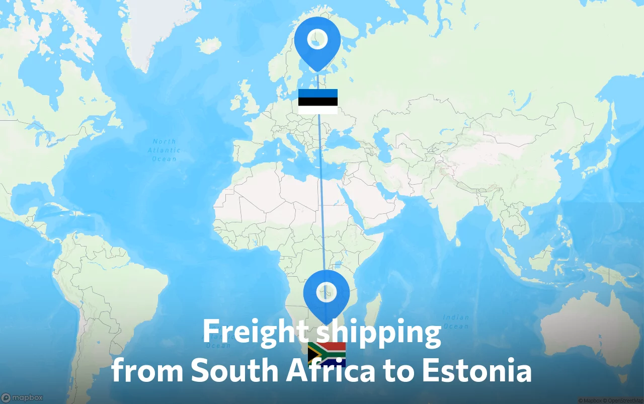 Shipping route from South Africa to Estonia