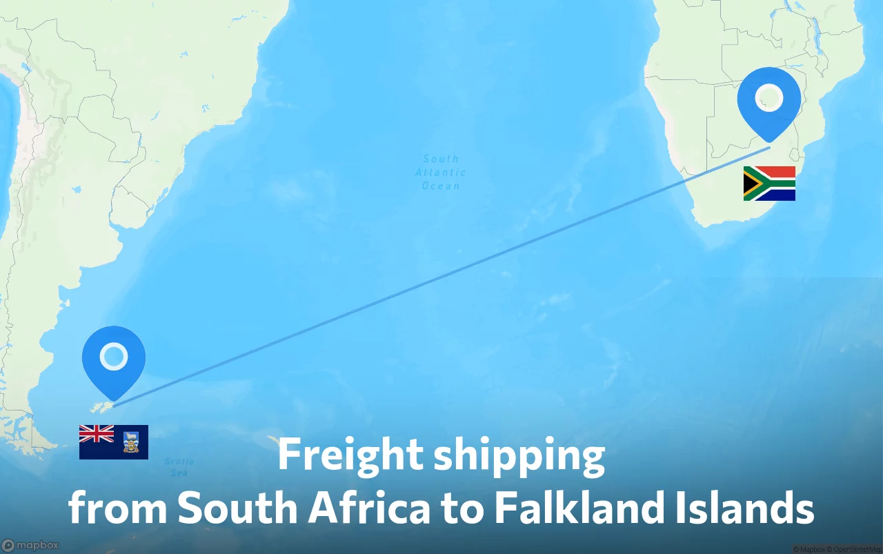 Shipping route from South Africa to Falkland Islands