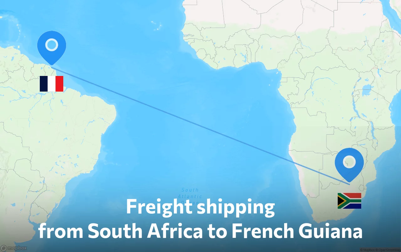 Shipping route from South Africa to French Guiana