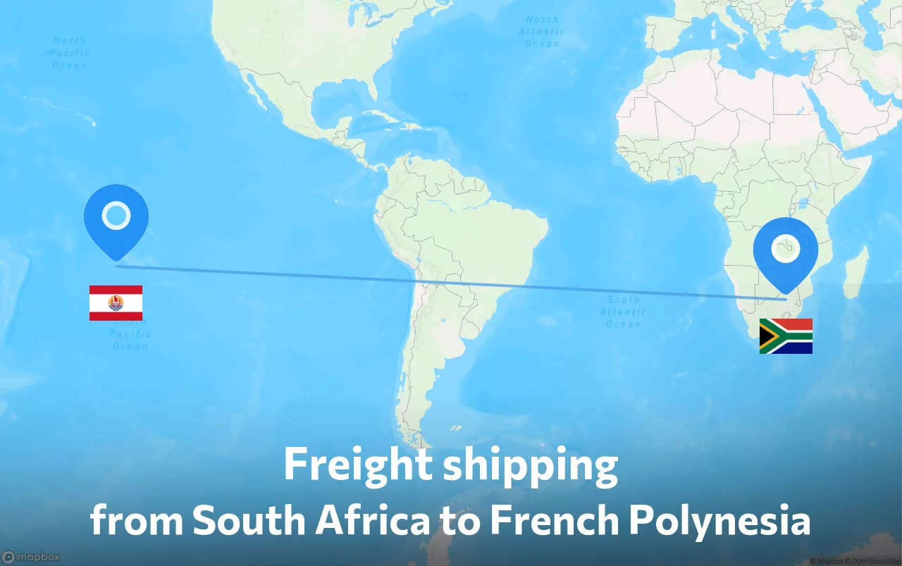 Shipping route from South Africa to French Polynesia