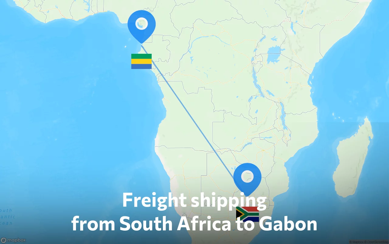 Shipping route from South Africa to Gabon