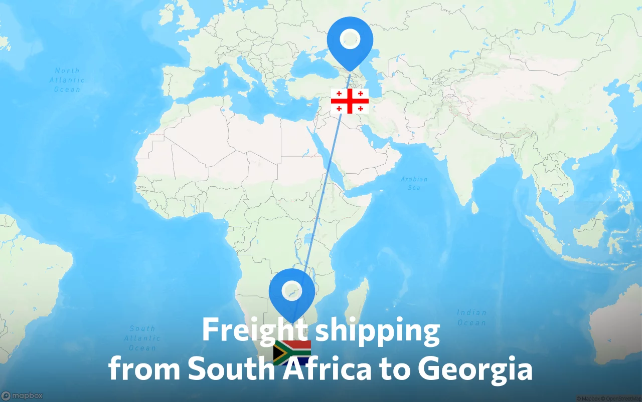 Shipping route from South Africa to Georgia