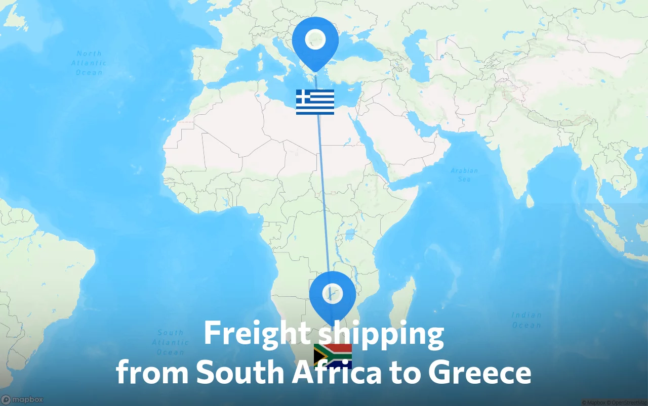 Shipping route from South Africa to Greece