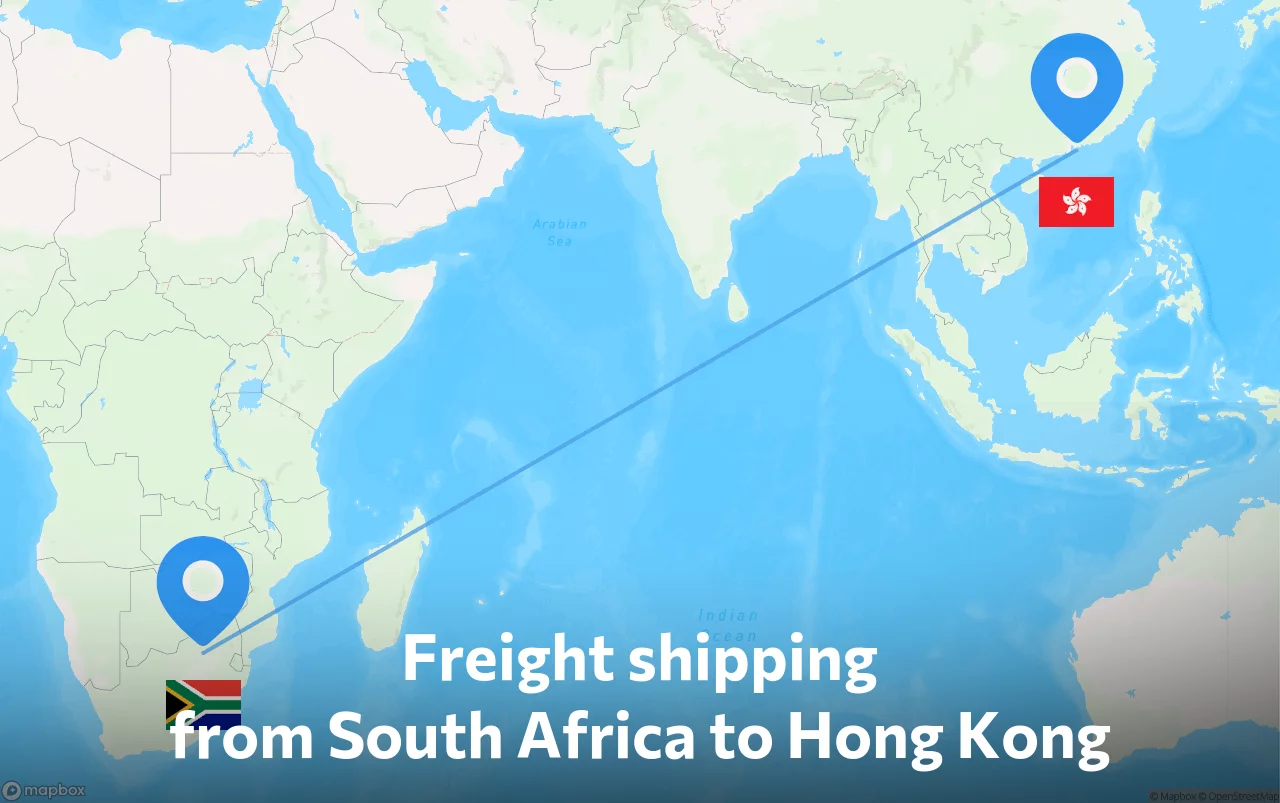 Shipping route from South Africa to Hong Kong