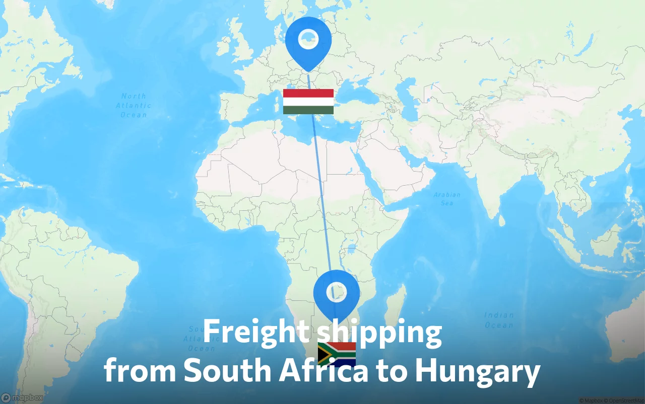 Shipping route from South Africa to Hungary