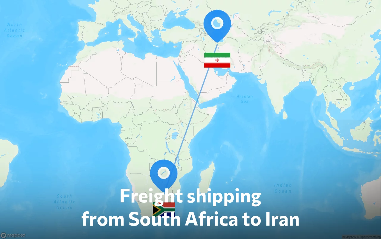 Shipping route from South Africa to Iran