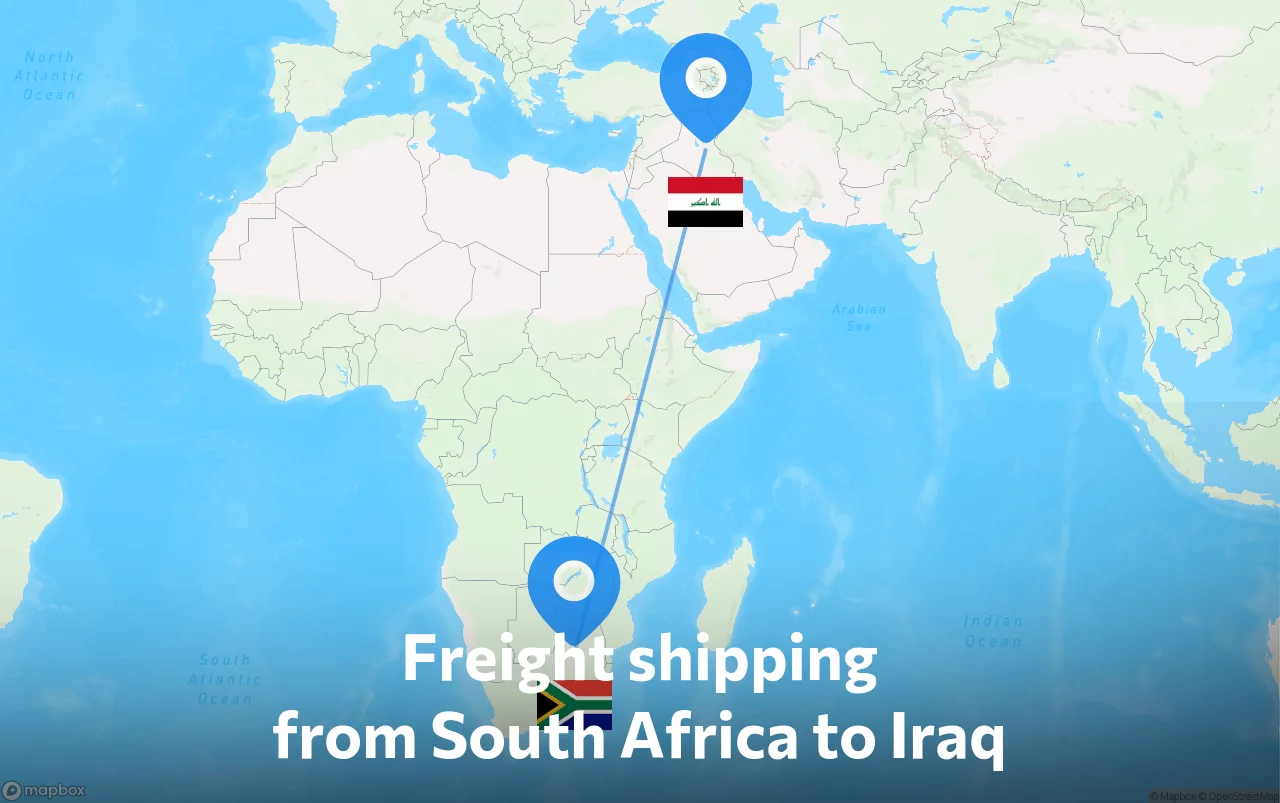 Shipping route from South Africa to Iraq